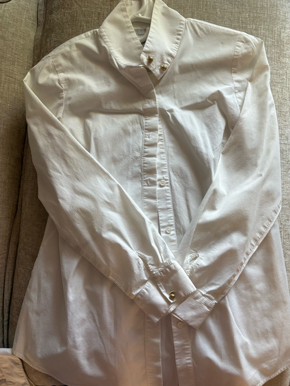 Classic White Button-Down Shirt with Collar Detailing